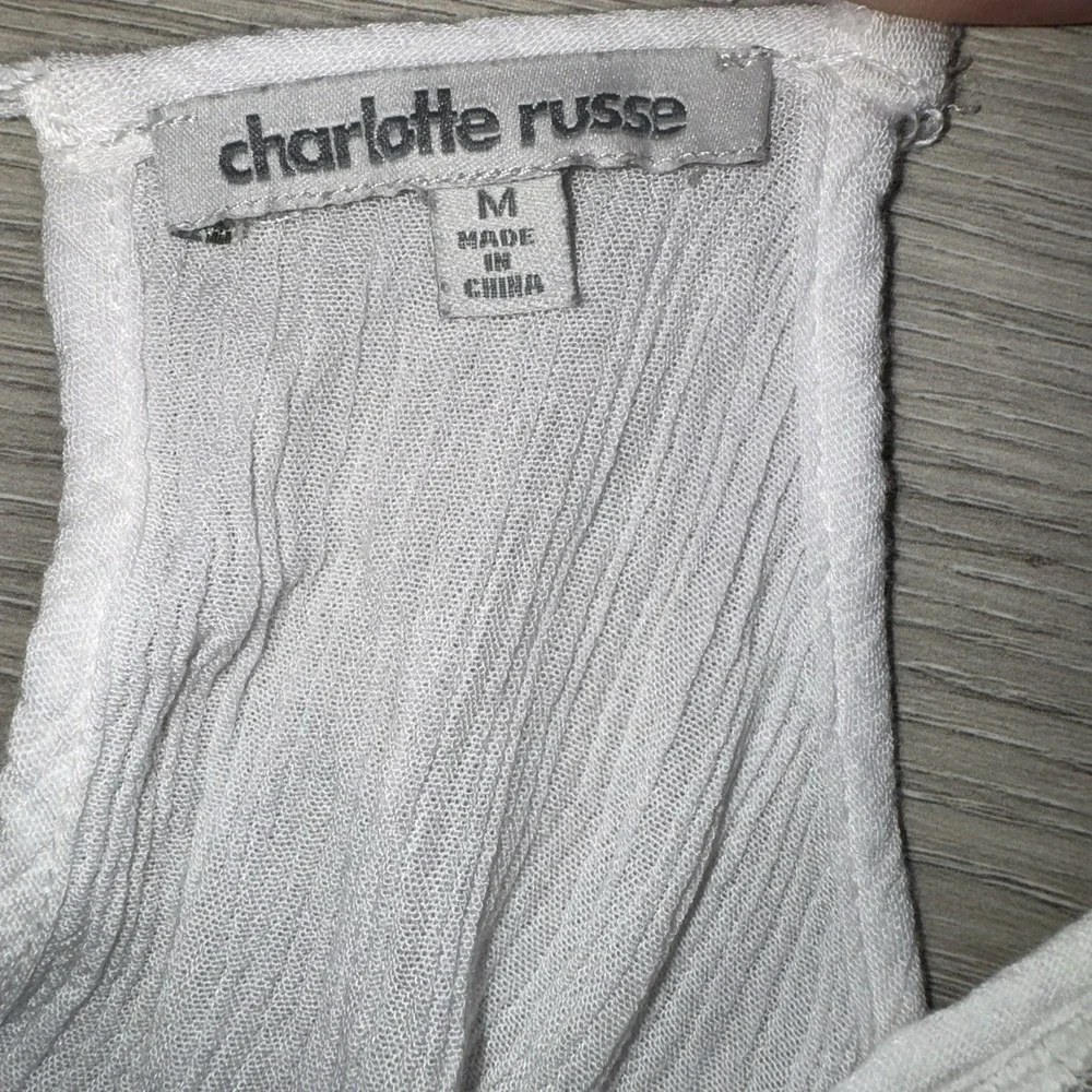 Charlotte Russe White Gauze Lace Trim Tassel Cami Romper Size M - Picture 4 of 7
